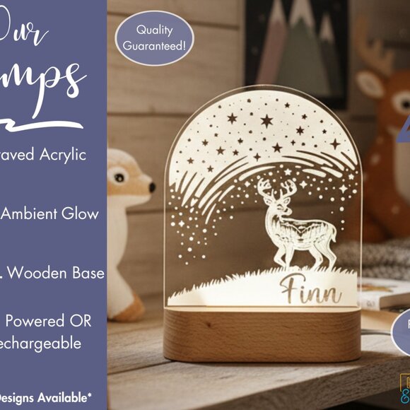 Custom Deer Night Light – Personalized LED Lamp for Kids Room - Picture 3 of 8
